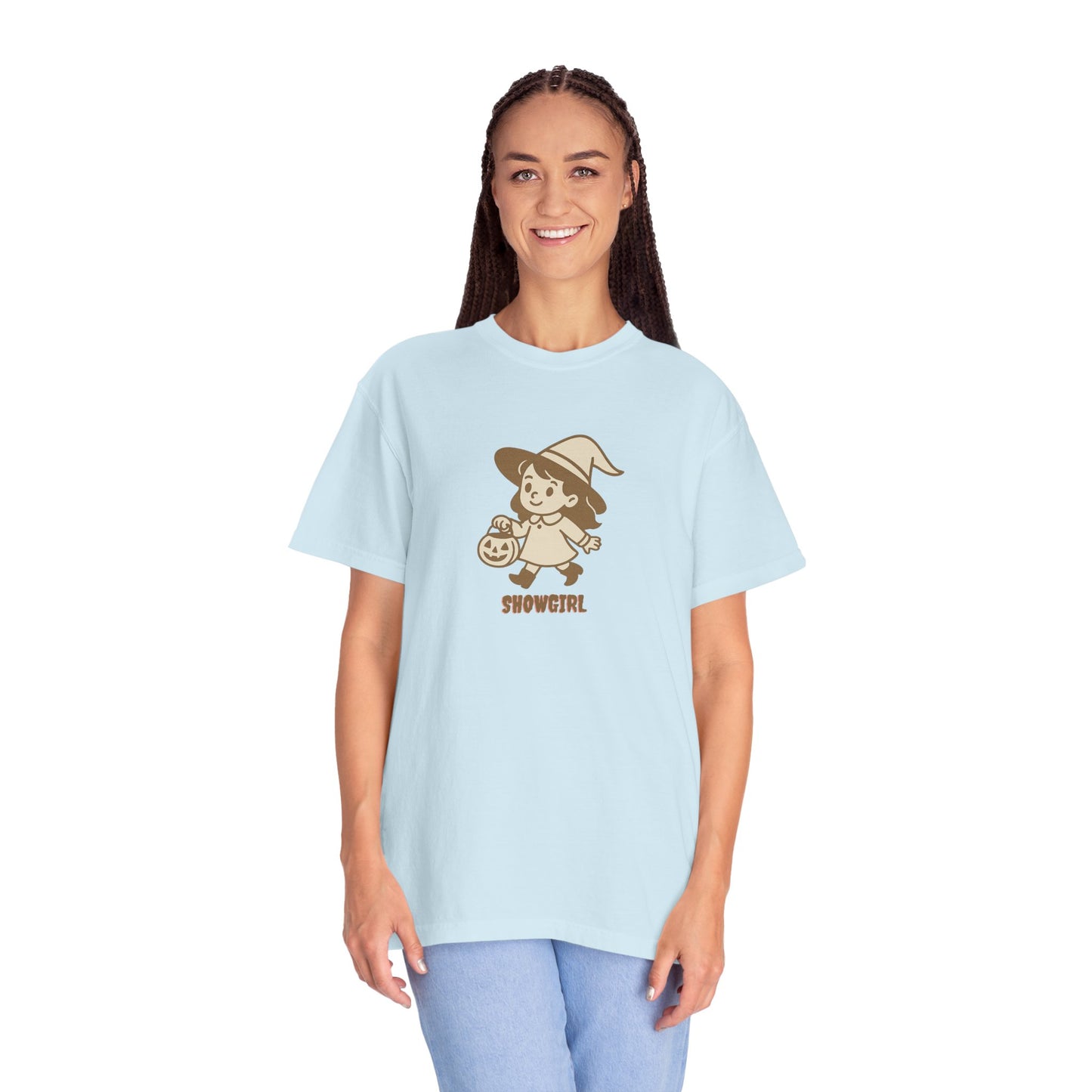 Witch Showgirl Comfort Colors t-Shirt | Cute Retro Halloween Trick-or-Treat Design