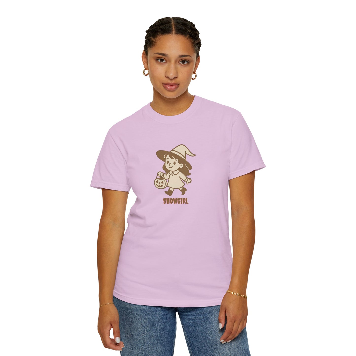 Witch Showgirl Comfort Colors t-Shirt | Cute Retro Halloween Trick-or-Treat Design