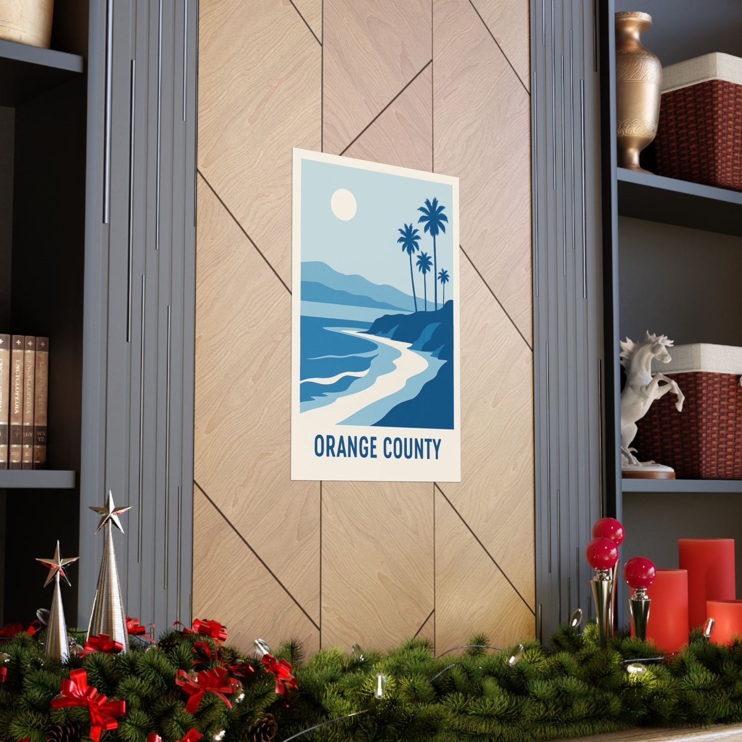 Orange County Poster – Retro California Travel Wall Art, Vintage Coastal Print with Palm Trees & Ocean View
