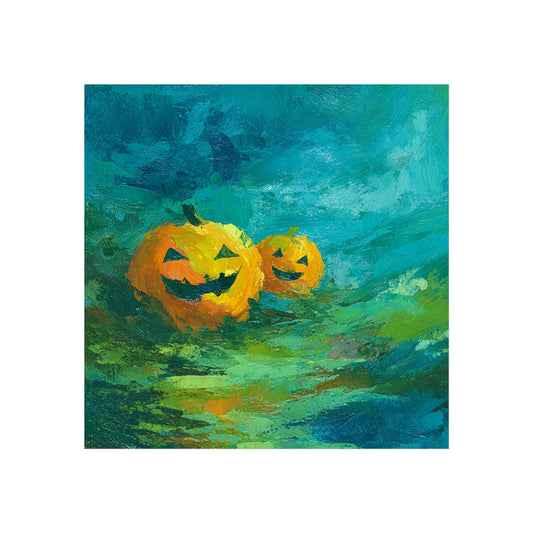 Abstract Halloween Pumpkin Poster – Fine Art Jack-O’-Lantern Wall Décor in Bold Brushstrokes