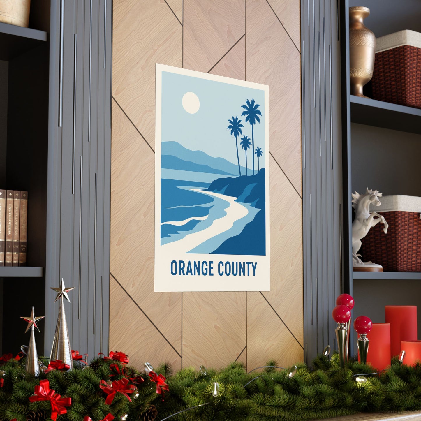 Orange County Poster – Retro California Travel Wall Art, Vintage Coastal Print with Palm Trees & Ocean View