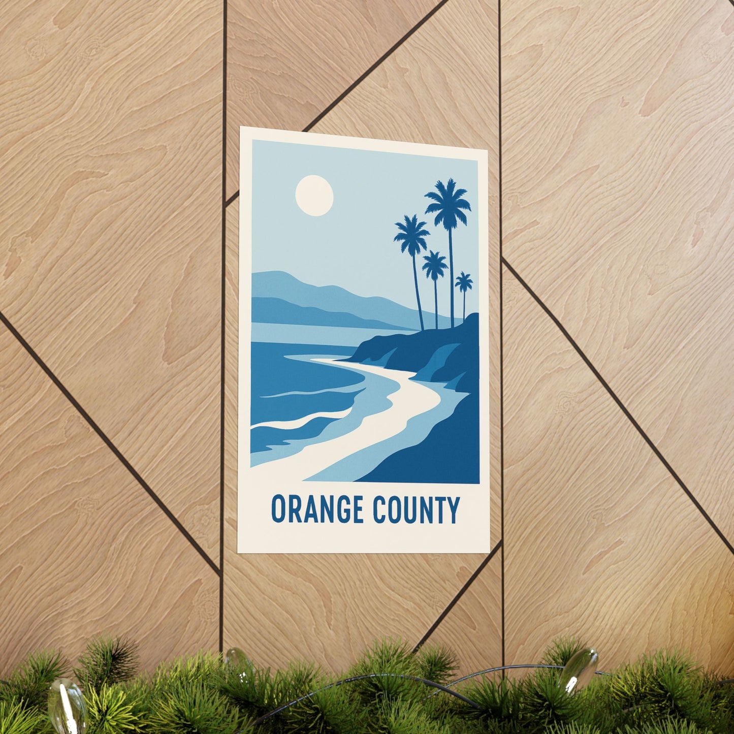 Orange County Poster – Retro California Travel Wall Art, Vintage Coastal Print with Palm Trees & Ocean View