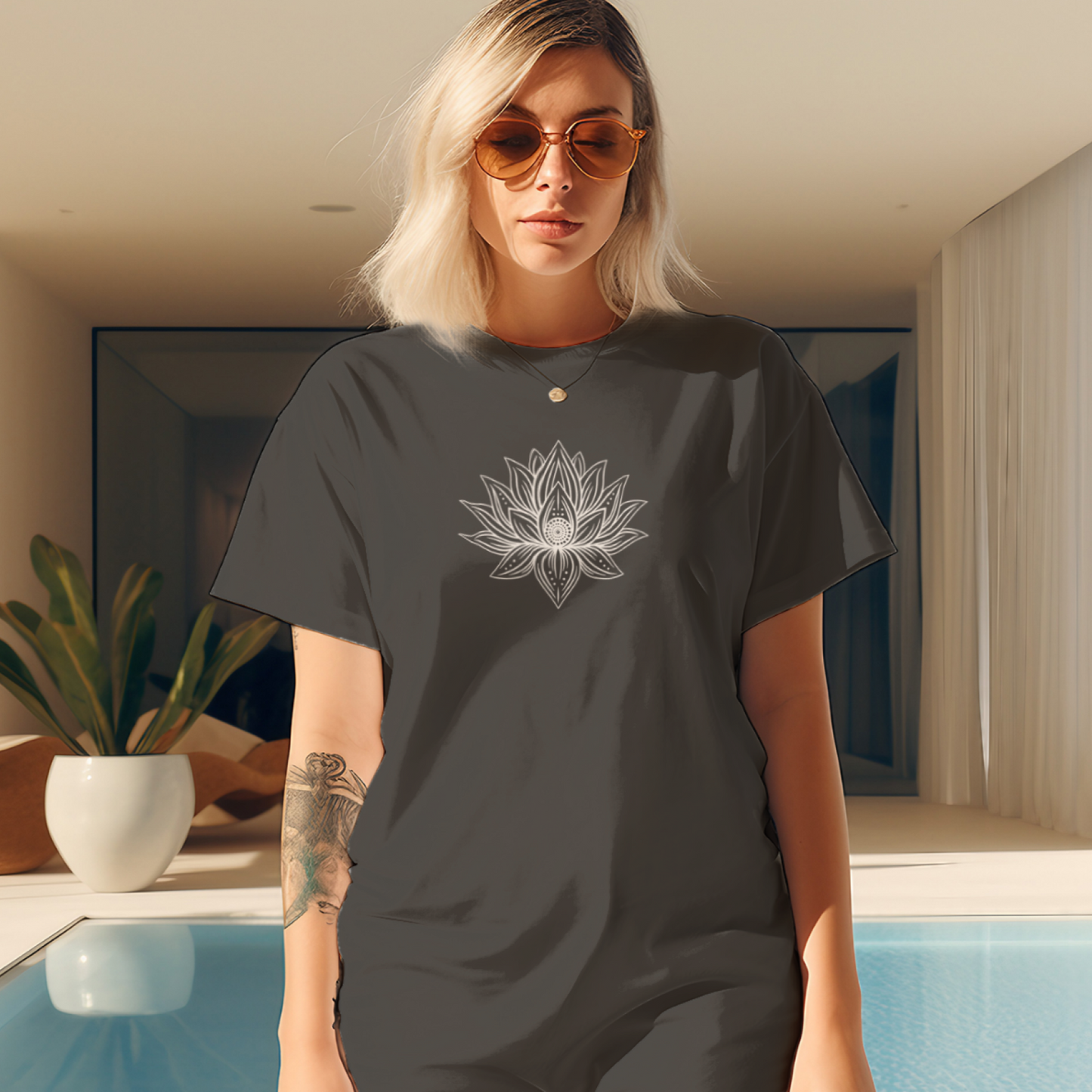 Comfort Colors Sacred Lotus Flower Mandala Line Art Design - Beautiful Flower Shirt