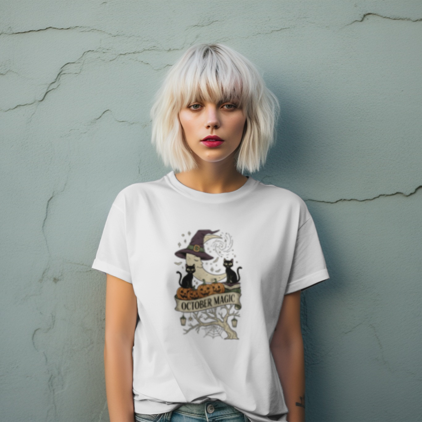 October Magic Vintage T-Shirt, Vintage Halloween Apparel, Fall Celebration Wear